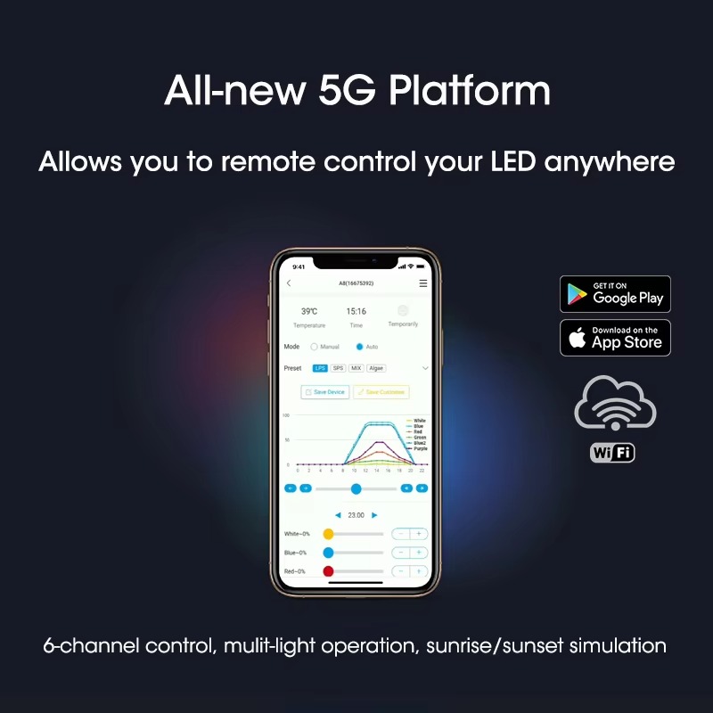 A8 Pro Bleu 215W AC 110-240V C - Marine Aquarium App avis et prix
