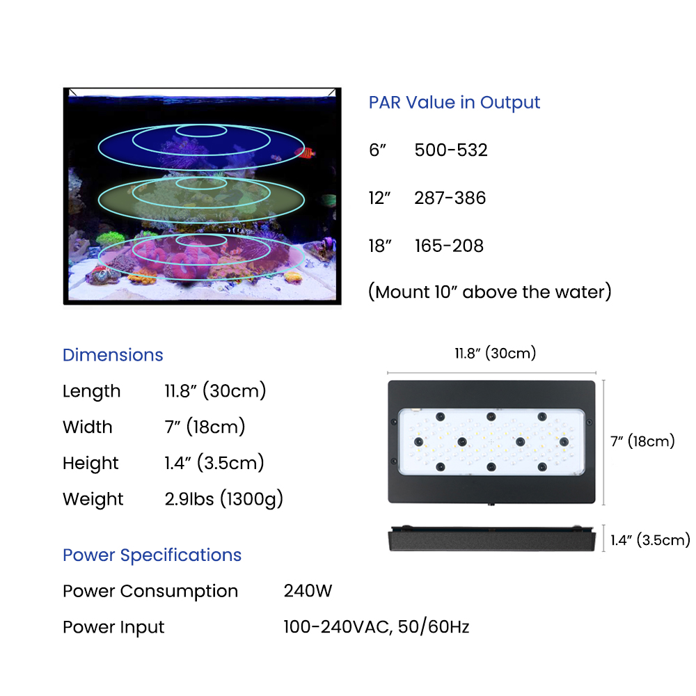 Lampe LED d'aquarium marine A8 - Marine Aquarium App avis et prix